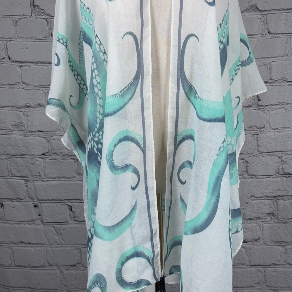 JC Just Classic Octopus Print Kimono Tassels Hem - Picture 3 of 10